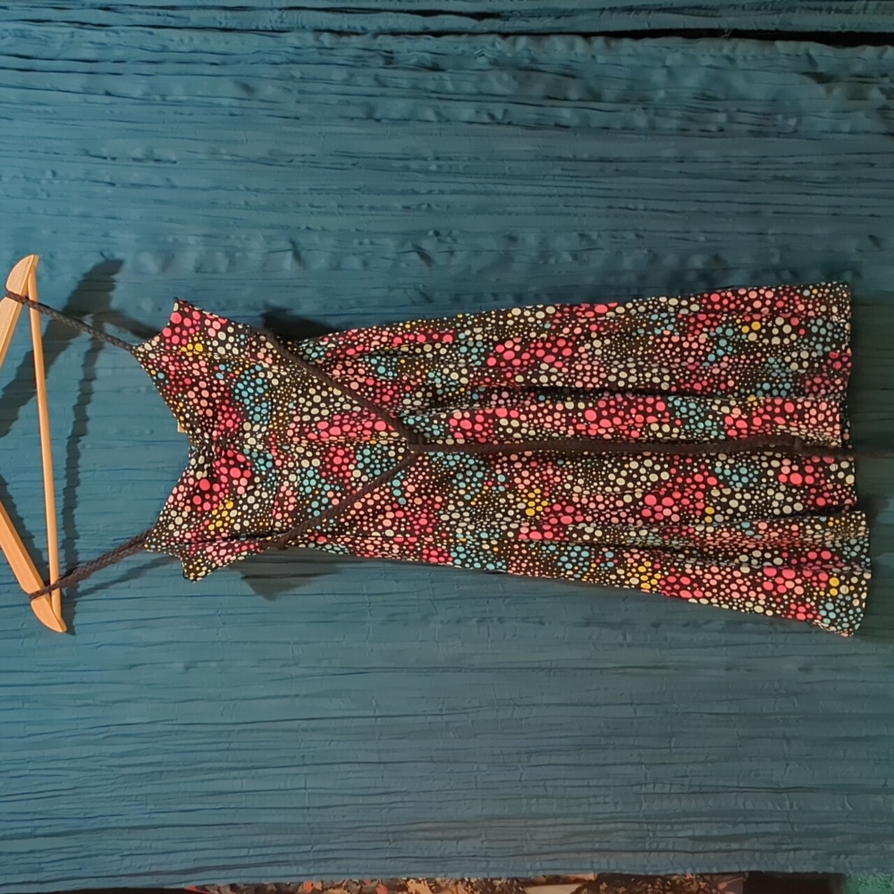 H&M braided spaghetti strap polka dot babydoll dress size 6